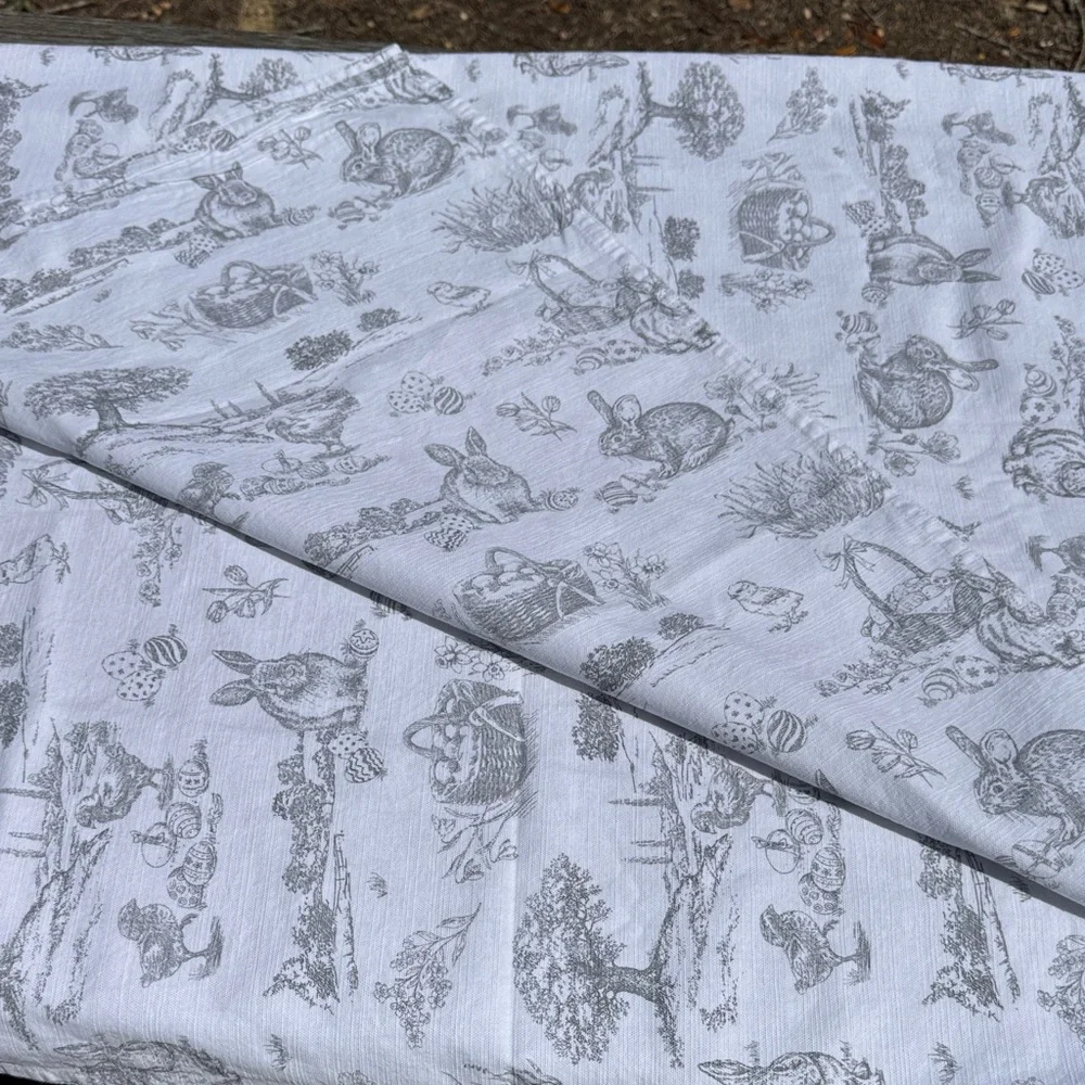 Easter Rabbit Animal Toile Print 60”x70” Tablecloth